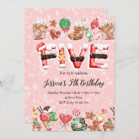 5th Birthday Christmas Party Invitation (Devant / Derrière)