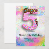 5th Birthday Girls Invitation Kaart (Voorkant / Achterkant)