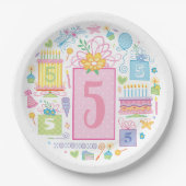 5th Birthday grillige Cake Cupcake Cadeau Papieren Bordje (Voorkant)