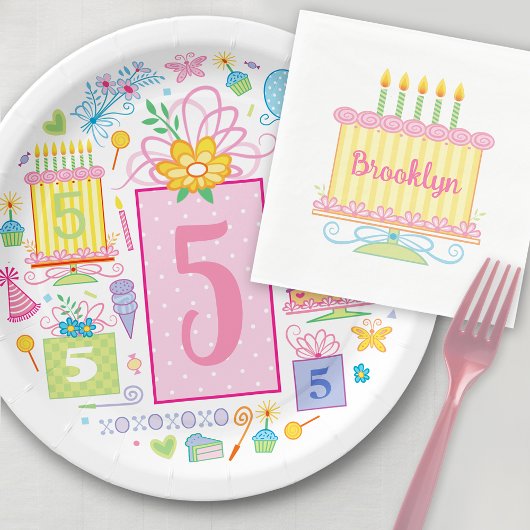 5th Birthday grillige Cake Cupcake Cadeau Papieren Bordje