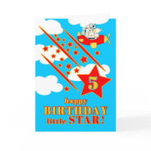 5th Birthday Little Star Cute Animals in a Plane