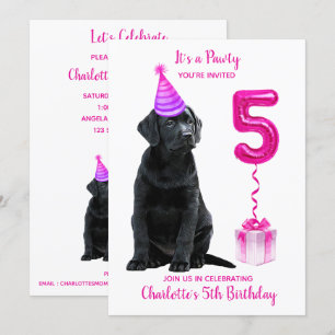 5th Birthday Puppy Theme- Schattige Dog Pink Meisj Kaart