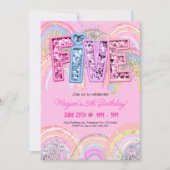 5th Birthday Rainbow Invitation (Devant)