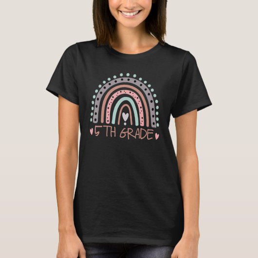 5th Grade Boho Rainbow Fifth Grade Student Back To T-shirt (Voorkant)