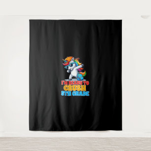 5th Grade Dabbing Unicorn Ik ben klaar om vijfde t Wandkleed