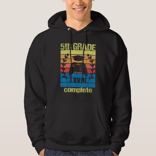 5th Grade level complete Retro Graduation Video Ga Hoodie (Voorkant)