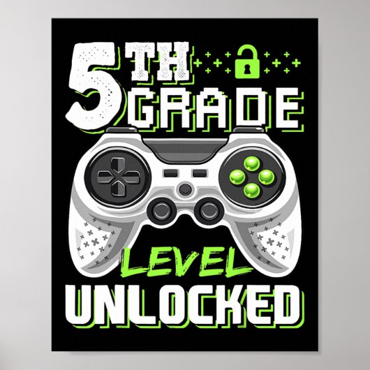 5th Grade Level Unlocked Video Game Back To School Poster (Voorkant)