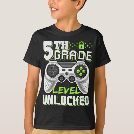5th Grade Level Unlocked Video Game Back To School T-shirt (Voorkant)