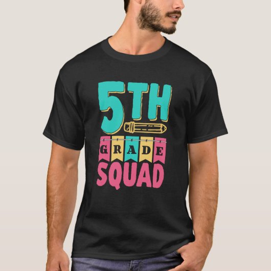 5Th Grade Squad Pupil School Grader Class 5 Five F T-shirt (Voorkant)