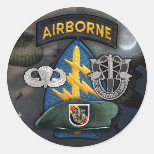 5th Special forces Groene Baretten groepsnaam Stic Ronde Sticker (Voorkant)