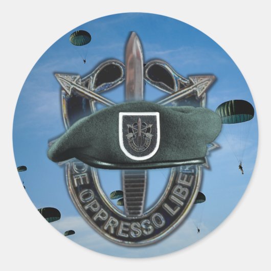 5th Special forces Groene Baretten veteranen Stick Ronde Sticker (Voorkant)