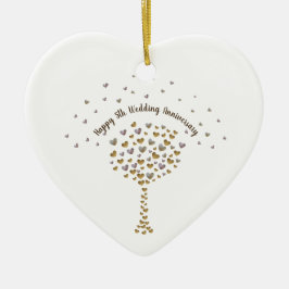 5th Wood Wedding Anniversary ornament with tree