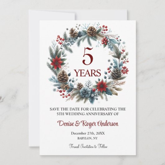 5th Wood Wedding Jubileum Winter Save The Date (Voorkant)