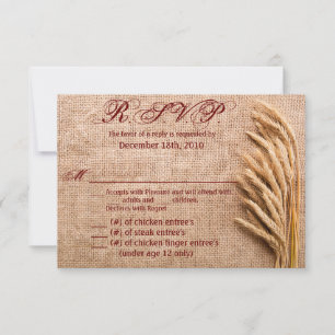 5x3.5 Carte R.S.V.P. Blé XMAS sur le coupon Burlap