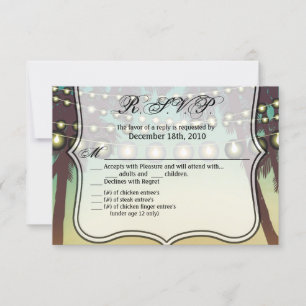 5x3.5 R.S.V.P. Kaart Beach Sunset Palm Trees Strin