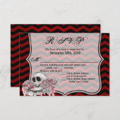 5x3.5 R.S.V.P. Kaart schedel Roos Gotische Chevron (Voorkant / Achterkant)