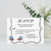 5x3.5 R.S.V.P. Kaart Traditional Bird Tattoo Sparr (Staand voorkant)