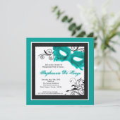 5x5 BLAUWGROEN Masquerade Masker 16 Birthday Uitno Kaart (Staand voorkant)