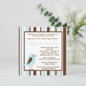 5x5 Blue Boy Woodland Bird Baby shower Invitation (Debout devant)