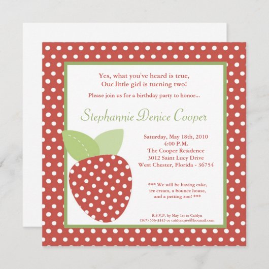 5x5 Boerderij Aardbei-vruchtendag Kaart (Voorkant / Achterkant)