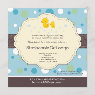 5x5 Boy Rubber Duck Duckie Baby shower Uitnodiging