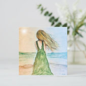 5x5 Cartes Fille sur Plage Imprimer (Debout devant)