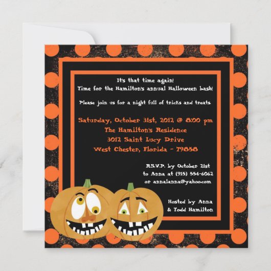 5x5 Citrouilles effrayants Invitation de fête d'Ha (Devant)