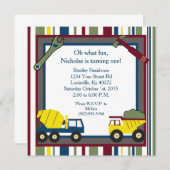 5x5 Construction 1er anniversaire Invitation (Devant / Derrière)