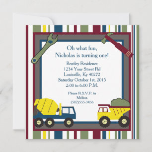 5x5 Construction 1er anniversaire Invitation