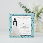 5x5 Faire-part de mariage bleu clair à point (Debout devant)