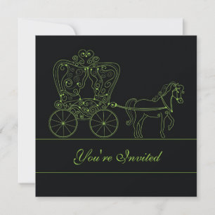5x5 Faire-part de mariage de transport noir