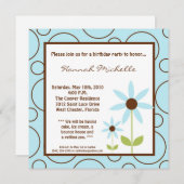 5x5 Fleur Bleue Printemps Invitation de fête d'ann (Devant / Derrière)