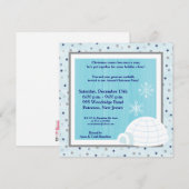 5x5 Icy Igloo Baby Blue Invitation (Devant / Derrière)