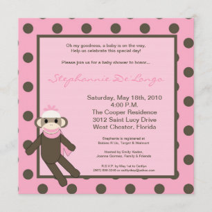 5x5 Invitation au Baby shower de jouet de singe ro