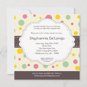 5x5 Invitation Baby shower Poke Poke Rose Polkadot