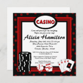 5x5 Invitation Bachelorette Red & Black Las Vegas (Devant / Derrière)