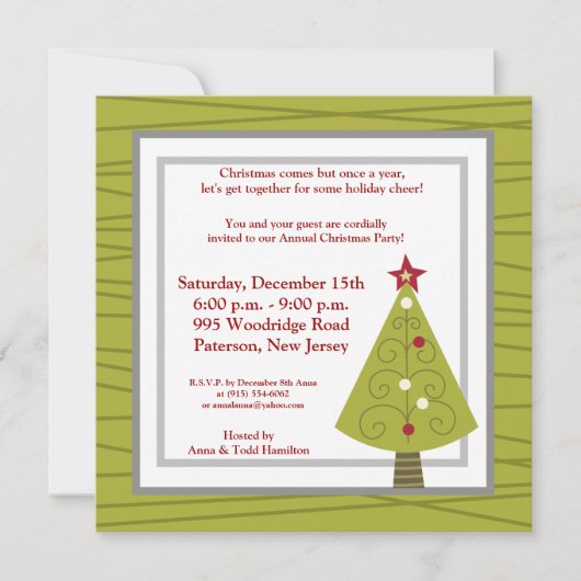 5x5 Invitation d'arbre de Noël décoré (Devant)