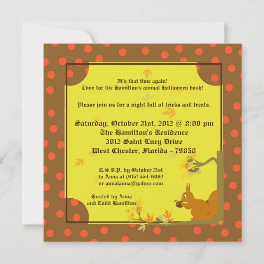 5x5 Invitation de la fête d'Halloween d'automne (Devant)