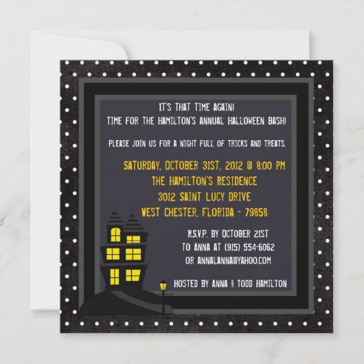 5x5 Maison hantée Invitation de fête d'Halloween (Devant)