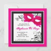 5x5 Mascarade rose 16 Invitation Anniversaire (Devant)