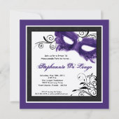 5x5 Mascarade violet Mascarade 16 Invitation Anniv (Devant)