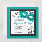 5x5 Masquerade TURQUOISE Masque 16 Invitation Anni (Devant)