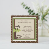 5x5 Mod Monkey Heure 1er Anniversaire Invitation (Debout devant)