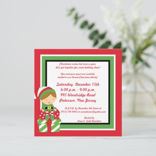 5x5 Mr & Mrs Claus Kerstfeest Uitnodiging (Staand voorkant)