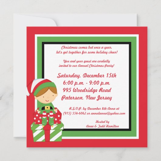 5x5 Mr & Mrs Claus Kerstfeest Uitnodiging (Voorkant)