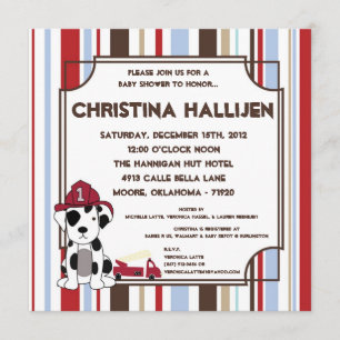 5x5 Nojo Fire Engine Baby shower Uitnodiging