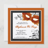 5x5 Orange Masquerade Masque Masque 16 Invitation (Devant)