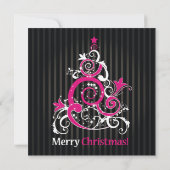5x5 Roze Kerstmis XMAS Tree kerst uitnodiging (Achterkant)