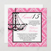 5x5 Roze Luchter Quinceanera Uitnodiging (Voorkant / Achterkant)