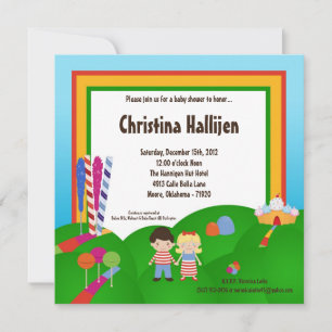 5x5 Snoep Land Ice Cream Baby shower Invitation Kaart
